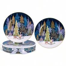 STPGOODS Winter Forest Dessert Plate Set Of 2 Bone China Christmas Plates 7.5" - 1 - View 8