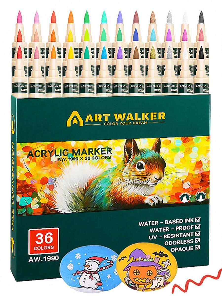 Acrylic Paint Pens, Dual Tip Acrylic Paint Markers With Brush Tip And