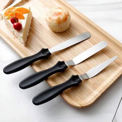 Bộ 3 thìa phết bơ làm bánh bằng thép không gỉ nhỏ, dụng cụ phết kem trang trí bánh