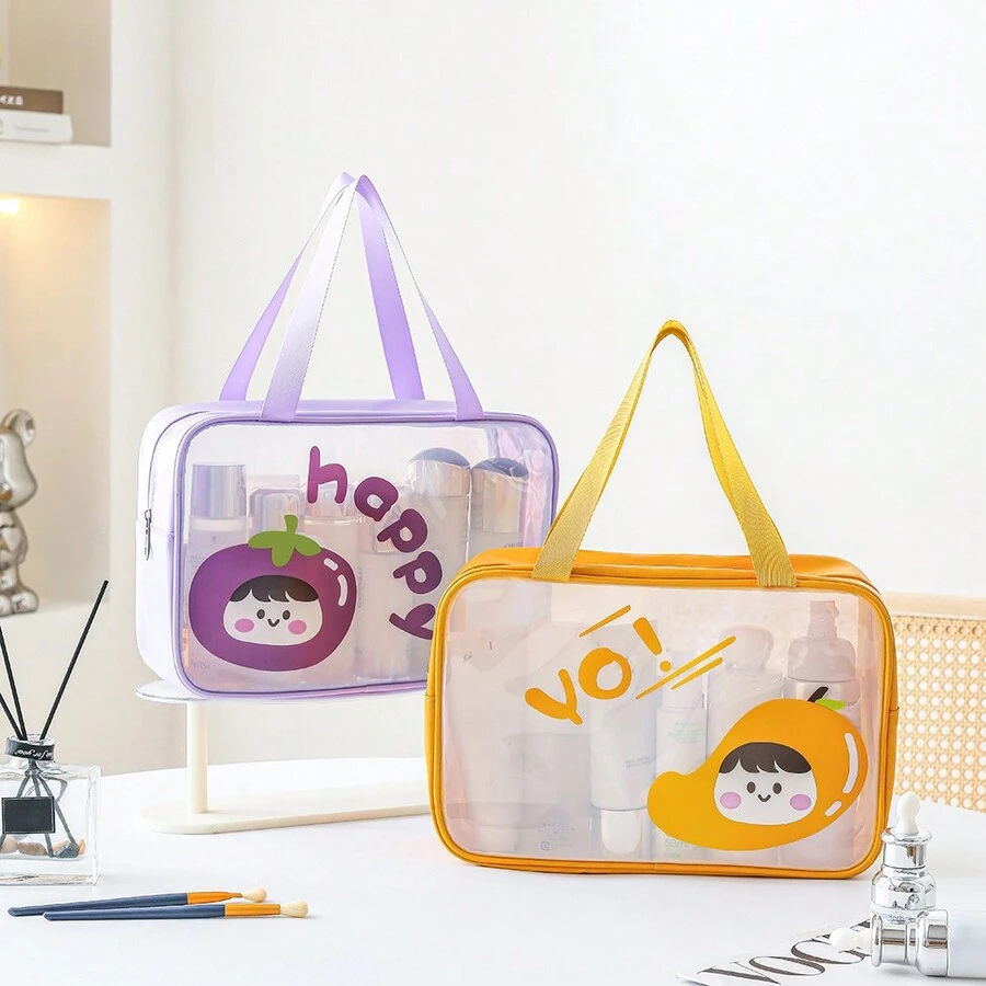 1 件化妆包洗漱包水果图案收纳包大容量旅行化妆品收纳包数据线收纳洗漱包，可爱化妆包送给朋友的绝佳礼物 - 粉色 - 查看 1