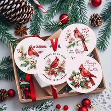 Cardinal From Heaven Decoration, "Cardinals Are Visitors From Heaven" Hanging Tag, Oil Painting Style Art Pendant, Great Memorial Gift For Bereaved Loved Ones, Merry Acrylic Tree Ornament - Multicolor - View 5