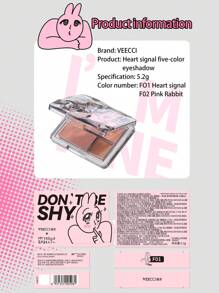VEECCI Heart Signal Five-Color Eyeshadow Versatile Eye Makeup High-Grade Eyeshadow - F02 Pink Rabbit - 查看 9