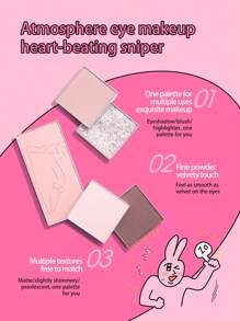 VEECCI Heart Signal Five-Color Eyeshadow Versatile Eye Makeup High-Grade Eyeshadow - F02 Pink Rabbit - 查看 4