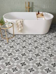 9 buc. Autocolante din vinil cu imprimare florală vintage, detașabile, rezistente la apă, autoadezive, rezistente la umiditate, potrivite pentru bucătărie, baie, dormitor, birou, școală - portocaliu/gri/negru, 7,87 inchi * 7,87 Inchi/11,81 * 11,81 inci