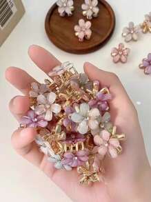 12 件混色套装，合金水晶花发夹，精致花发夹 - 彩色 - 查看 1