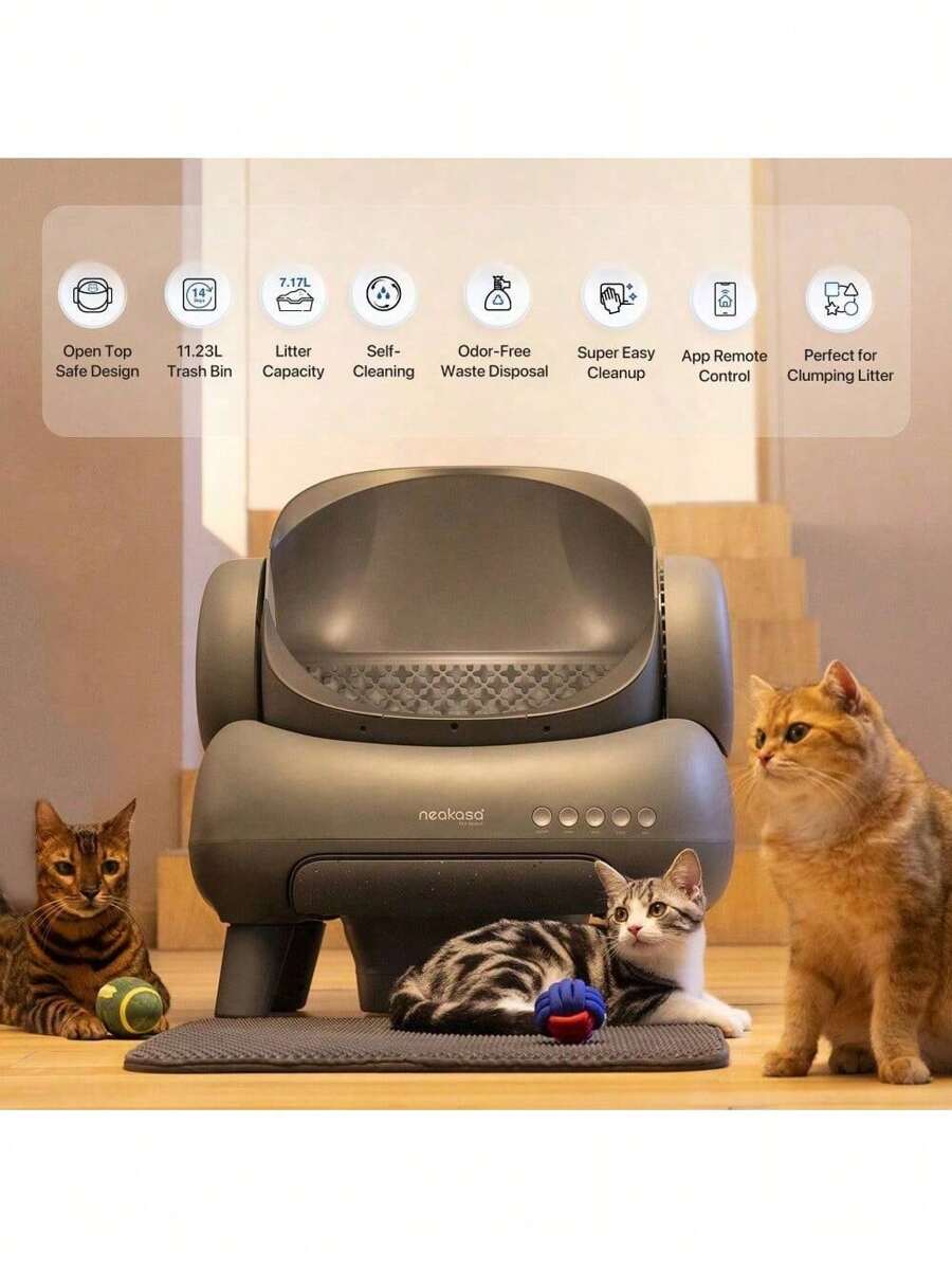 OpenTop SelfCleaning Cat Litter Boxes, Automatic 7.17L Cat Litter Box