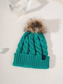 1pc Unisex Ski Hat, Y2K Style Logo Label Knit Cap, Outdoor Windproof Casual Beanie, Warm Winter Hat Suitable For Commuting