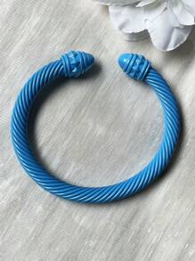 1pc European & American Fashionable Lacquered Twisted Rope Open Bangle Bracelet, Versatile Accessory For All Seasons & Holidays