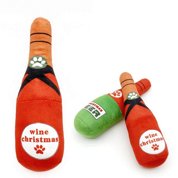 Peluche grinçante en forme de poupée aimant des chiens et maman de chien. Cadeau pour amateurs de chats/chiens et maman de chien/chat. Jouet à mâcher et à jouer en forme de bouteille de compagnie