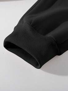 Youth Handsome Letter Print Long Sleeve Thickened Drawstring Hoodie And Sweatpants Casual 2-Piece Set, Fleece, Hooded Sweatshirt, Teen Boys Gifts