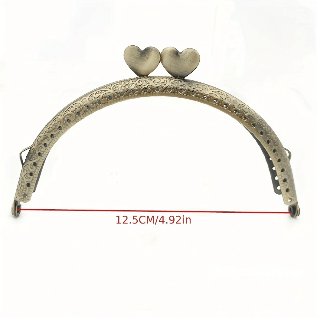 1pc Heart Shaped Lock Clasp Wallet Frame Handmade Bag Hardware Clips - Bronze - View 4