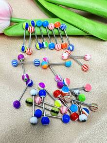 100 个随机彩色亚克力女士舌环；享受您的舌头穿孔；生日、圣诞节、周年纪念、情人节、婚礼、职业、主题派对、万圣节派对等的最佳礼物。 - 彩色 - 查看 5