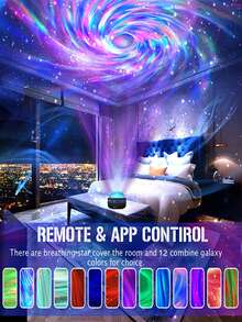 1 件现代 USB 供电太空主题台灯带遥控器 - 塑料抛光变色 LED 投影魔球带水波纹效果，适用于卧室氛围和节日灯饰 - 彩色 - 查看 7
