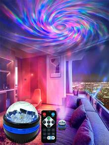 1 件现代 USB 供电太空主题台灯带遥控器 - 塑料抛光变色 LED 投影魔球带水波纹效果，适用于卧室氛围和节日灯饰 - 彩色 - 查看 6