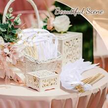 10pcs Ribbon Wands With Bell Flower Wands, Wedding Party Celebration Festival Decorations (White) Party Favors Room Decor Bride Gifts Birthday Graduation Birthday Decorations Party Decorations Bachelorette