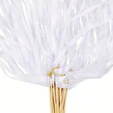 10pcs Ribbon Wands With Bell Flower Wands, Wedding Party Celebration Festival Decorations (White) Party Favors Room Decor Bride Gifts Birthday Graduation Birthday Decorations Party Decorations Bachelorette