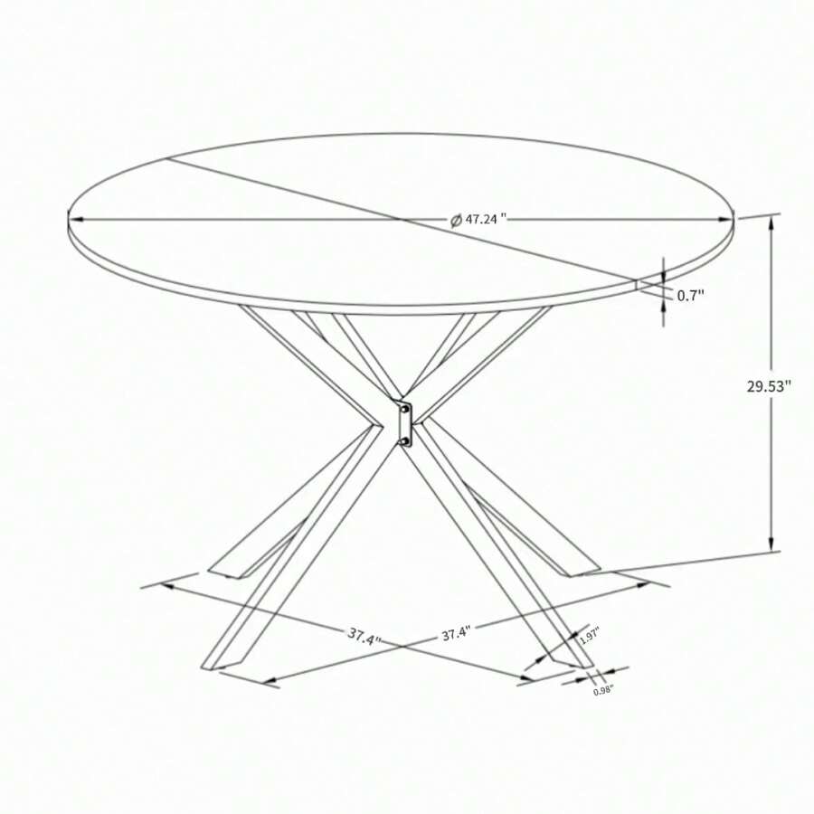 47.24'' Modern Cross Leg Round Dining Table, Black Top Occasional Table