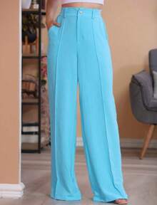 Calça Crepe Duna Pantalona - Azul bebê - Visão 1