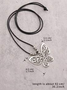 1入流行蝴蝶形吊墜長項鏈，復古簡約項鏈，適用於音樂節派對和送女友或母親的禮物 - 蝴蝶型 - 查看 8