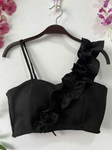 Women's Tailored Cropped Top With Padding -D-5 - màu đen - Xem 1