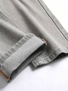 Men's Fashion Ripped, Color Blocking Casual Jeans - Grey - View 7