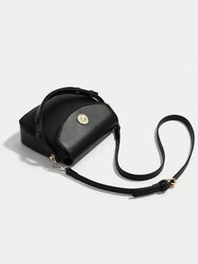 秋冬新款 Ankla 红色新娘手提包高端婚礼包斜挎包简约时尚情人节礼物迷你方形单肩腋下包时尚潮流 - 黑色 - 查看 5