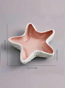 1 pieza Bandeja de cerámica con conchas, estrellas de mar y almejas, Cuenco de almacenamiento creativo rosa, Organizador de joyería Plato, Recipiente para almacenar brazaletes, aretes, collares y dulces para la mesa de entrada, decoración del hogar, fiesta de cumpleaños, viaje de vuelta a la escuela