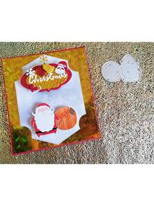 1 Khuôn cắt kim loại hình ông già Noel tặng quà cho thiệp giấy, thiệp chúc mừng, thủ công, trang trí. - Bạc - Xem 5