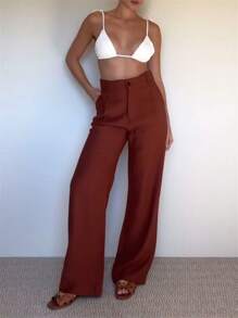 Women Pants - Rust Brown - View 1