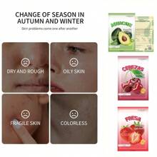 Mascarilla hidratante con esencia de blanqueamiento de frutas mixtas - Multicolor - Ver 8