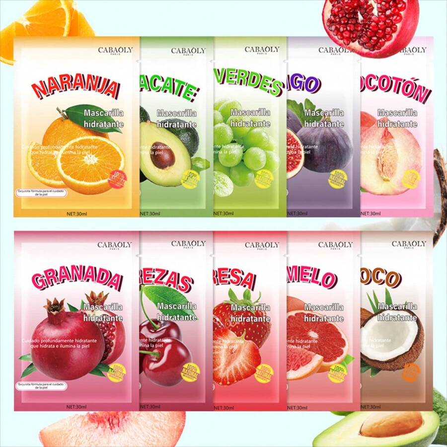 Mascarilla hidratante con esencia de blanqueamiento de frutas mixtas - Multicolor - Ver 1