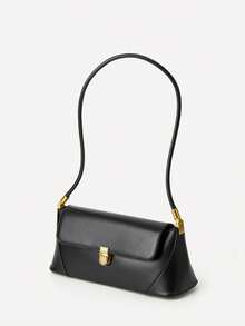 Túi đeo nách nữ mới thiết kế theo phong cách retro cao cấp màu trơn thời trang hợp thời trang, phù hợp cho mùa thu đông - màu đen - Xem 2