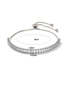 1 件锆石手链，精致奢华小众高端可调节珠宝配饰 - 銀色鋯石拼接手鍊 - 查看 8