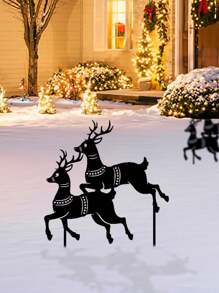 1 chiếc Cọc sân vườn nghệ thuật bằng sắt hình tuần lộc đen Giáng sinh sáng tạo, Cọc sân bằng kim loại hình hươu 8,8 inch, thích hợp để trang trí bãi cỏ sân vườn Giáng sinh - màu đen - Xem 4