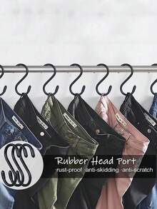 1/5/10个装,塑料涂层黑白多规格S型挂钩,多功能挂钩,厨房浴室收纳清洁挂钩S型挂钩 - 黑色 - 查看 4