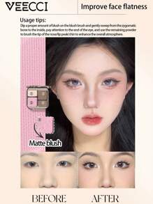 VEECCI 自由且易于绘制的高光和轮廓调色板 Misty Peach Grey - V03 Almond Coffee - 查看 3