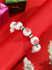 1 món quà Giáng sinh, vòng tay co giãn bằng hạt thủ công họa tiết cây thông Noel dành cho phụ nữ, trang sức thời trang, đồ trang trí tiệc ngày lễ, màu hạt ngẫu nhiên đỏ, trắng và xanh lá cây - Nhiều màu - Xem 5