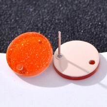 20pcs 14mm Candy-Colored Silver Powder Acrylic Steel Ear Studs Women's Fashion Jewelry DIY Earring Components