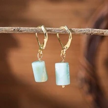 1 Cặp Bông tai thời trang đính đá pha lê vuông cắt đá tự nhiên phong cách Bohemian, mã não, fluorite cho nữ - Nhiều màu - Xem 8