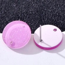 20pcs 14mm Candy-Colored Silver Powder Acrylic Steel Ear Studs Women's Fashion Jewelry DIY Earring Components