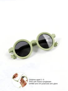 1pc 1-3 Years Old Baby Retro Round Frame Fashion Glasses, Fashionable Toddler Boys/Girls Impact-Resistant TPEE Comfortable Frame TAC Lenses - Polarized Round Frame Sunglasses - View 11