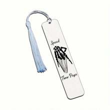 1 件不锈钢趣味书签黑色流苏金属书签艺术风格激光雕刻礼物，适合阅读爱好者、学校用品、返校 - 銀色 - 查看 6