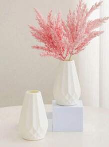 1pc Nordic Style White Vase, Plastic Vase With Creative Asymmetrical Shape, Suitable For Home Decor, Weddings, Parties, Holidays, Modern Desktop Decoration, Floral, Dried Flowers, Landscape Plants Rama Decoration Rama Gifts Birthday Graduation