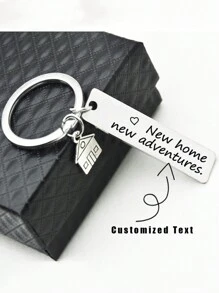 1pc Customized Stainless Steel Key Chain, New House Housewarming Gift, Dawg, Engraved, Stainless, Colorful, Cute, Adorable, Funny, Kawaii, Y2K, Stylish, Unisex, Casual, Custom, Personalized, Unique, Customized, Ideal Gifts For Him, Ideal Gifts For Her, Her, Boyfriend, Girlfriend, Family, Friends, Children, For Anniversaries, For Birthdays, For Graduation, For Housewarming, For Weddings, Bag Charms