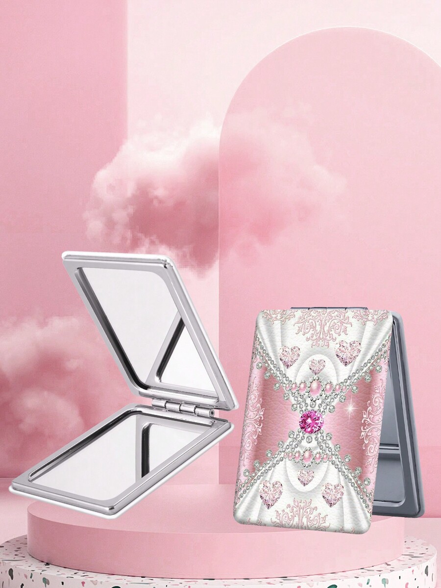 1pc Gemstone Series Portable Vanity Mirror, Foldable Lightweight