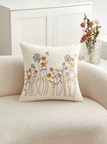 1pc Floral Embroidery Decorative Cushion Cover, Home Decor For Living Room - Multicolor - View 15