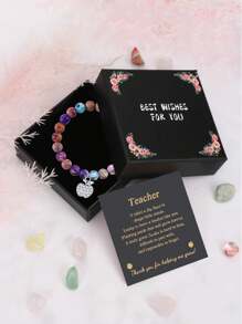 1PC Valentine's Day Gift Teacher, Christmas Gift For Teacher Women, Teacher Appreciation Gifts, Graduation Gifts For Teacher Natural Stone Apple Bracelet Gifts, Beads Bracelets For Teacher's Day, Mom, Mother, Mother's Day, Gift