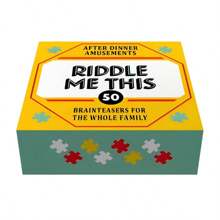1 Set Riddle Me This Cards Game, 50 Brainteasers For The Whole Family, Family Friendly Trivia Card Game, Family Entertainment Supplies, Funny Party Games Board Games Card Games,Games Night,Card Games Family,Family Game,Table Top Games,Board Games>Over 14 Years,Games For Teens - Yellow - View 4