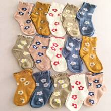 5 pares de calcetines de media caña con encaje para niños, colores surtidos, calcetines para bebés y niños pequeños, otoño e invierno