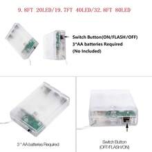 仙女灯电池供电 10 英尺 20LED/20 英尺 40LED/33 英尺 80LED 多色串灯球形仙女灯电池室内外灯适用于卧室、派对、婚礼、中心装饰、装饰 - 白色 - 查看 9